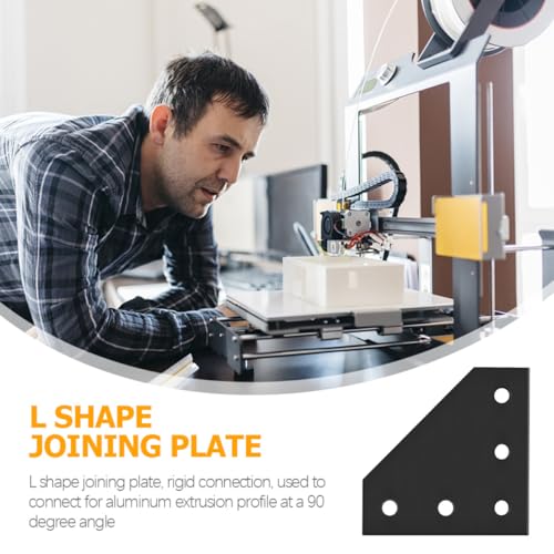 Support d'angle en aluminium noir pour profilé 2020 avec 5 trous