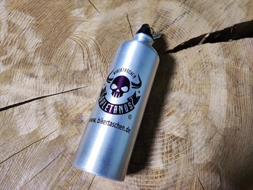 Benzinbehälter Aluminium 800ml Metallic silber mit Skull von ORLETANOS kompatibel mit Harley Davidson Schwingentaschen Seitentasche Satteltaschen Sportster Softail Rocker Biker Alu
