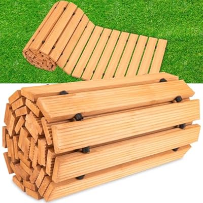 Wooden Garden Pathway, Wooden Walkway, Wooden Pathway 8Ft x 17" (L x W) Wooden Walkways for Outdoors, Roll Out Hardwood Walkway with Non-Slip Surface(Straight) by KAKO