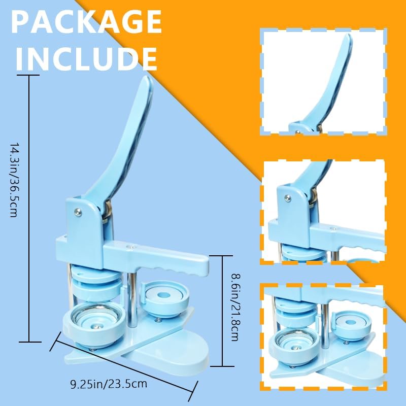 Button Maker Machine, Button Pin Maker (3rd Gen) Installation-Free DIY, Button Press Machine Kit with Free Button Parts&Circle Cutter&Wrench Gadget (Light Blue, 58mm(2.25in)) Light Blue 2.25 in