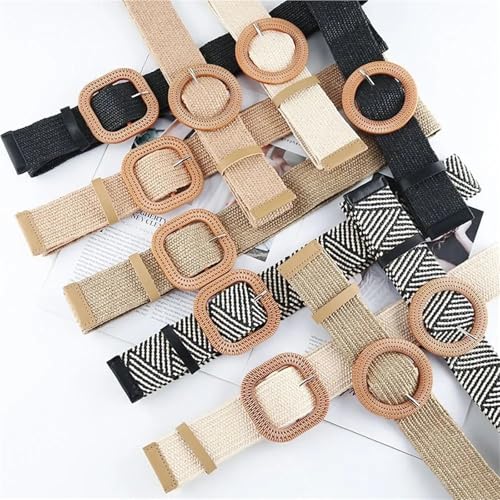 Wide Elastic Waist Belt Braided Waistbelt Summer Casual Straw Belts for Women3
