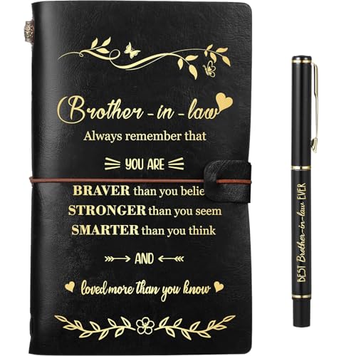 Zhanmai 2 Pcs Brother in Law Gifts from Brother Sister, Leather Journal with Ballpoint...
