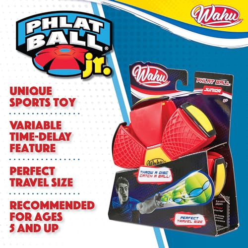 PHLAT BALL Junior Rouge - Mini Disque Volant Rétractable - Balle Innovante 10,2 cm - Jeux Extérieur Enfant dès 5 Ans - Frisbee 15,2 cm - Jeux Plein Air 2 joueurs et plus - Version Mini Voyage