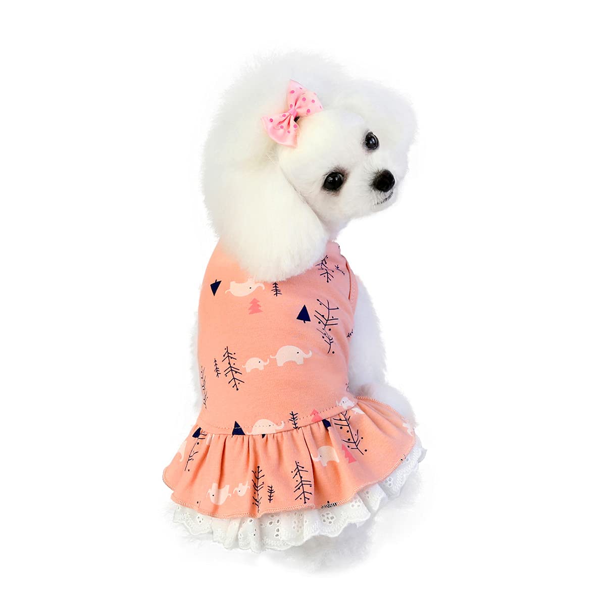 Barrageon Vestido de Perro Lindo Mascotas Falda Ropa Bowknot Verano Perro Gato Pequeña Mediano Boda (Rosa-L