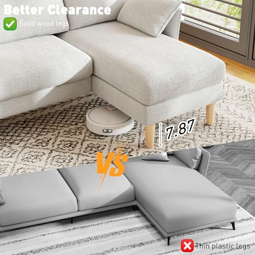 WorthFurni U Shaped Sectional Couches for Living Room, Modular Sectional Sofa with Double Chaise Lounge, 4 Seat Chenille Upholstered Sofa Set, Soft Comfy Couch for Apartment Home (Light Gray) - Image 6