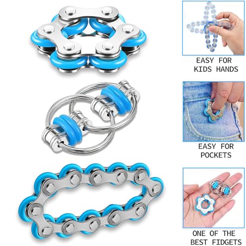 ElevaPulse 5 Stück Fidget Toys Set, Anti Stress Spielzeug, Stressabbau Spielzeug, Fidget Toys Erwachsene, Skills Borderline, Skills Panikattacken, Für Kinder Und Erwachsene Stress, Angst (Blau)