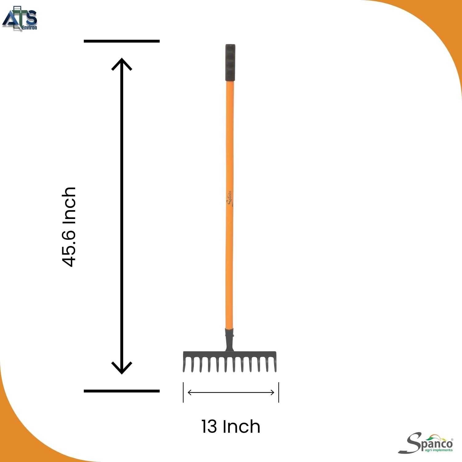 Spanco Heavy Duty Garden Rake (12 Teeth) Adjustable with Long Handle for Quick Clean Lawn, Garden Leaf and Garbage Hand Cultivator - Image 4 thumbnail