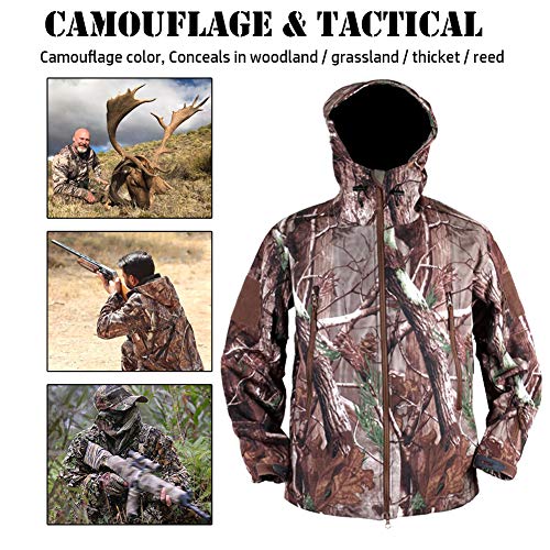 Refire Gear Men's Soft Shell Military Tactical Outdoor Camouflage Hunting Fleece Hooded Coat, Tree Camo, Medium #TOP2