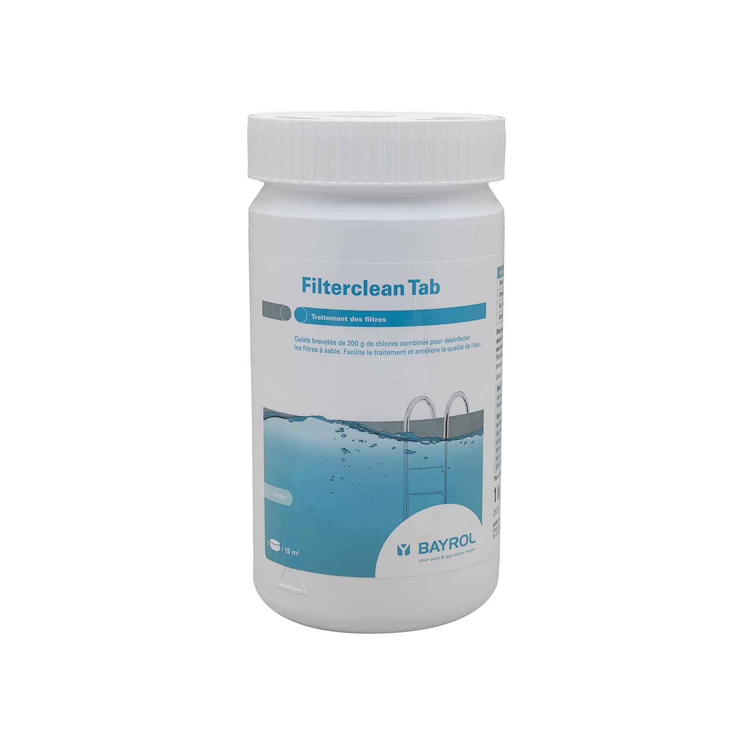 BAYROL FILTERCLEAN Tab - 1kg | Désinfectant Filtres à Sable à Base de Chlores Combinés + 10 Tests HPS OFFERTS 6 en 1