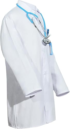 Miniatura 3 de Abrigo de laboratorio para niños, disfraz de médico blanco con estetoscopio, disfraz de científico, disfraz de médico para niños y niñas