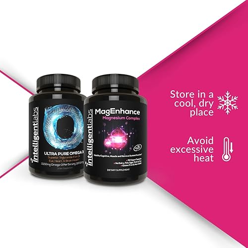 Miniatura 5 de Intelligent Labs Paquete 2 en 1 de complejo de magnesio MagEnhance (Magteína L-treonato, glicinato y taurato) y suplemento de cápsulas blandas de