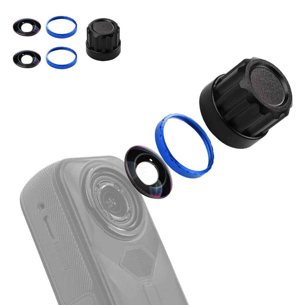Lens Replacement Kit for Insta360 X5, Portbale [2 Pcs] Optical Glass Cover with Removal Tool + 2 Blue Base, Easy Installation, Lens Guard Camera Kit for Insta 360 X5 Accessories