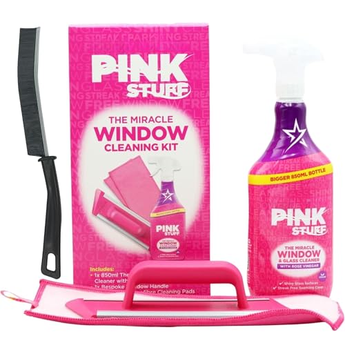 The Miracle Window Cleaning Kit – 850ml Cleaner with Rose Vinegar, Microfibre Pads, Handle & Crevice Brush