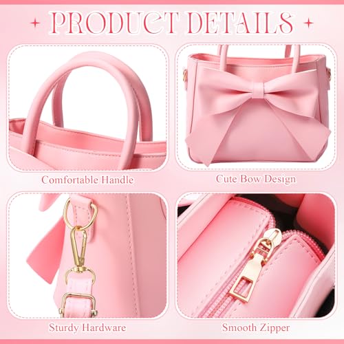 Abbylike Cute Purses for Women Leather Crossbody with Bow Small Handbags with Adjustable Shoulder Strap4