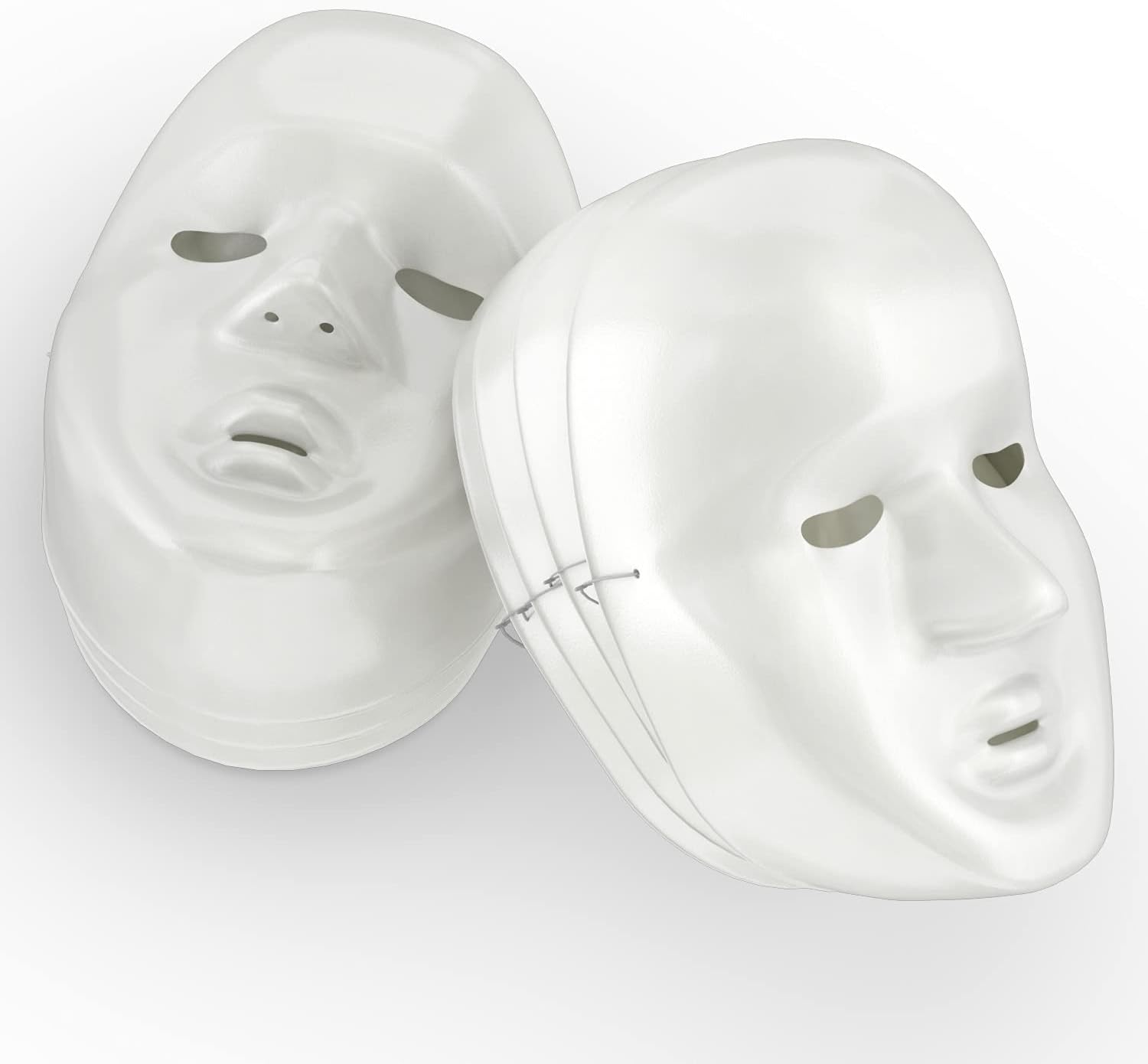 Oriental Trading DIY Halloween Plastic Face Masks - 9" | 12 Reusable White Masks for Masquerade Party, Painting Mask Cosplay, Creepy Mask, Kids Arts and Crafts Supplies, Halloween Costumes and Decor