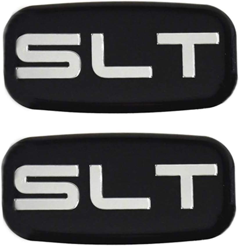 2X SLT Cab Emblems 3D Sticker Nameplate Letter Logo Roof Pillar Replacement for 02-07 Yukon Suburban Sierra 03 06 (Chrome/Black)