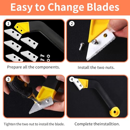 12 Stück Fugenkratzer Fliesen Fliesenfugen Entfernen Fliesenfugen-Handsäge, Abgewinkelter Fugenreiniger mit 7 Ersatzklingen und 2 Fugenkratzer für die Reinigung Bodenfliesen Badezimmer Küche