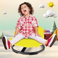 UHCEMT Autism Kids Swivel Chair, Sensory Products Sit and Spin Spinning Activity Toy for Toddlers, Sensory Spinning Seat for Kids Training Body Coordination (Yellow)