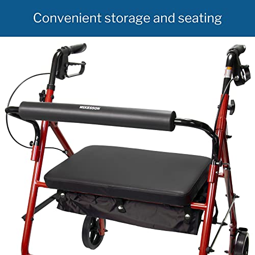 Mckesson Rollator Walker With Seat And Wheels, Bariatric, Steel, 400 Lbs Weight Capacity, Red, 1 Count #TOP4