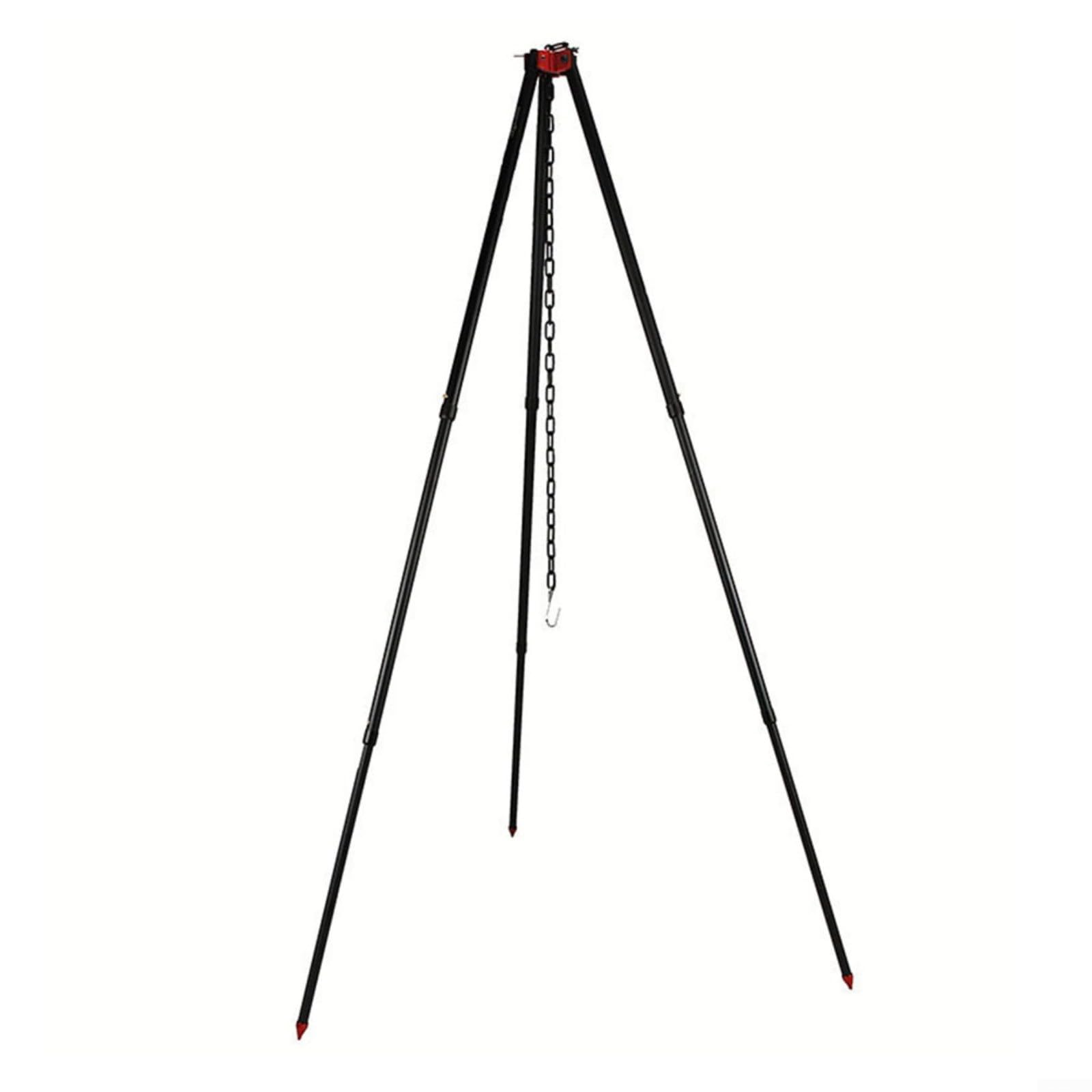 Aleación de aluminio Camping trípode Pot Holder 124cm Altura ajustable Soporte colgante para fogata Luces de cocina Picnic al aire libre Negro