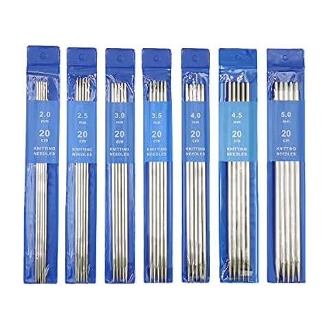 SyiXute 35 Pcs Short Double Pointed Knitting Needles Kit 20cm,Straight Knitting Needles 2.0mm to 5.0m,Sock Knitting Needle for Beginner and Small Projects Cover