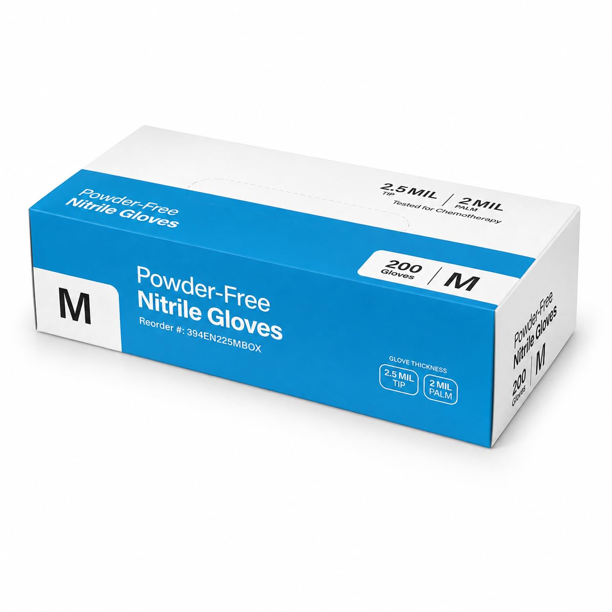 Black Disposable Nitrile Gloves 2.5 Mil Medium by Glownary – Large, Vinyl, Blue, Pack of 200, Model 394en225mbox