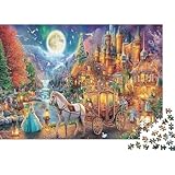 Märchenschloss 1000 Teile Puzzle für Erwachsene Papier Kutschenfahrt bei Nacht Familienspiel Puzzle Entspannung Geschenk 38x26cm/1000pcs
