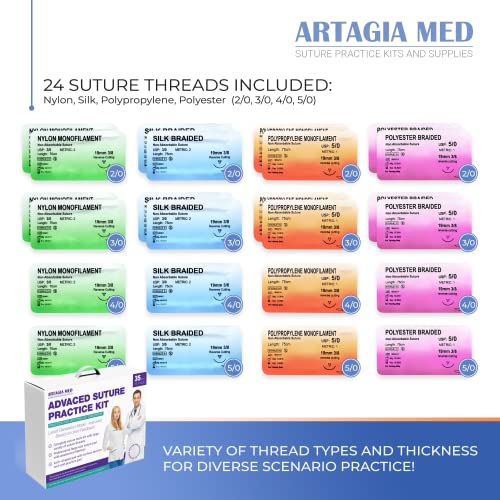 Artagia ADV-SUT-KIT-USA Advanced Practice Kit For Medical Students (35 Pcs) – Latest Generation Of Most Complete Model, Including: Tool Kit With Variety Of Suture Threads thumb #2