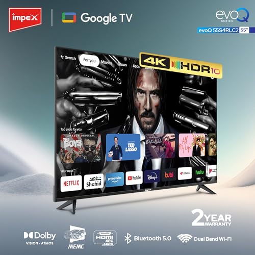 تلفزيون سمارت جوجل 55 بوصة 4K UHD من سلسلة ايفو كيو امبيكس شاشة LED لون أسود طراز evoQ 55S4RLC2