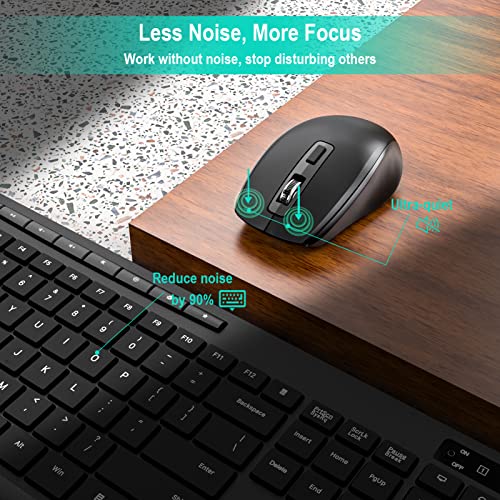 Image of Wireless Keyboard and Mouse Combo,EarlyLit 2.4G Full-Sized Ergonomic Keyboard Mouse,3 DPI Adjustable Cordless USB Mouse and Keyboard,12 Shortcut Keys and Quiet Click