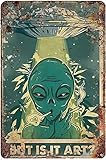 Curteny Cartel de metal vintage de estaño para decoración de ovni alienígena fumando, decoración de Stoner, decoración hippie, pub, club, bar, restaurante, cafetería, arte vintage, póster de pared de