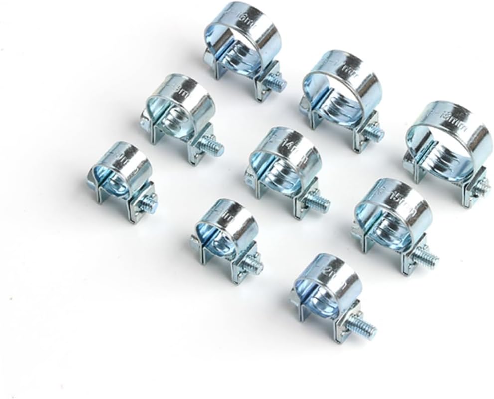 135pcs Mini Spring Buckle Hose Clamp Set Zinc Plated Metal Water Pipe Fasteners for Fuel Water and Air Hoses Durable and Lightweight Various for Versatile Use