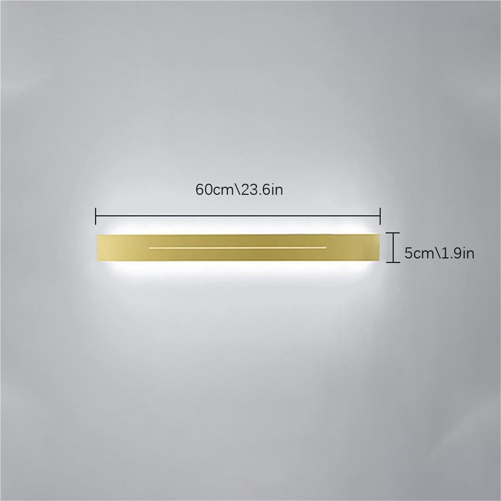 Barra luminosa moderna a LED, applique da parete lineare minimalista, lampada da specchio for bagno dimmerabile, illuminazione su e giù for bagno, camera da letto(Gold-3000k,60cm)