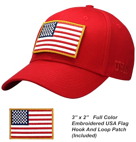 Image of Antourage American Flag Unisex Baseball Hat for Men and Women | USA Flag Mesh Snapback Flat Visor Cap + 2 Patriotic Patches