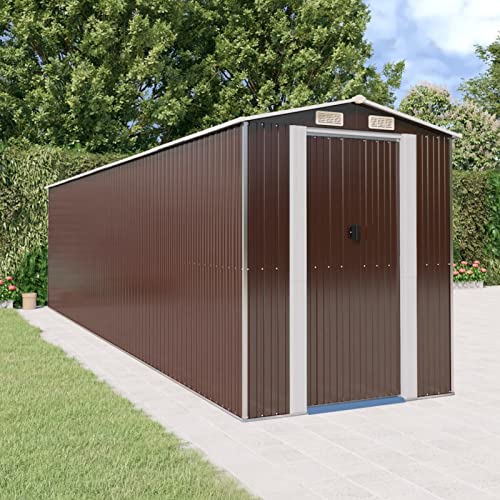 Modernes Gartenhaus aus Metall, Anthrazit, 192 x 440 x 223 cm, langlebige verzinkte Stahlkonstruktion für Aufbewahrung und Organisation im Freien