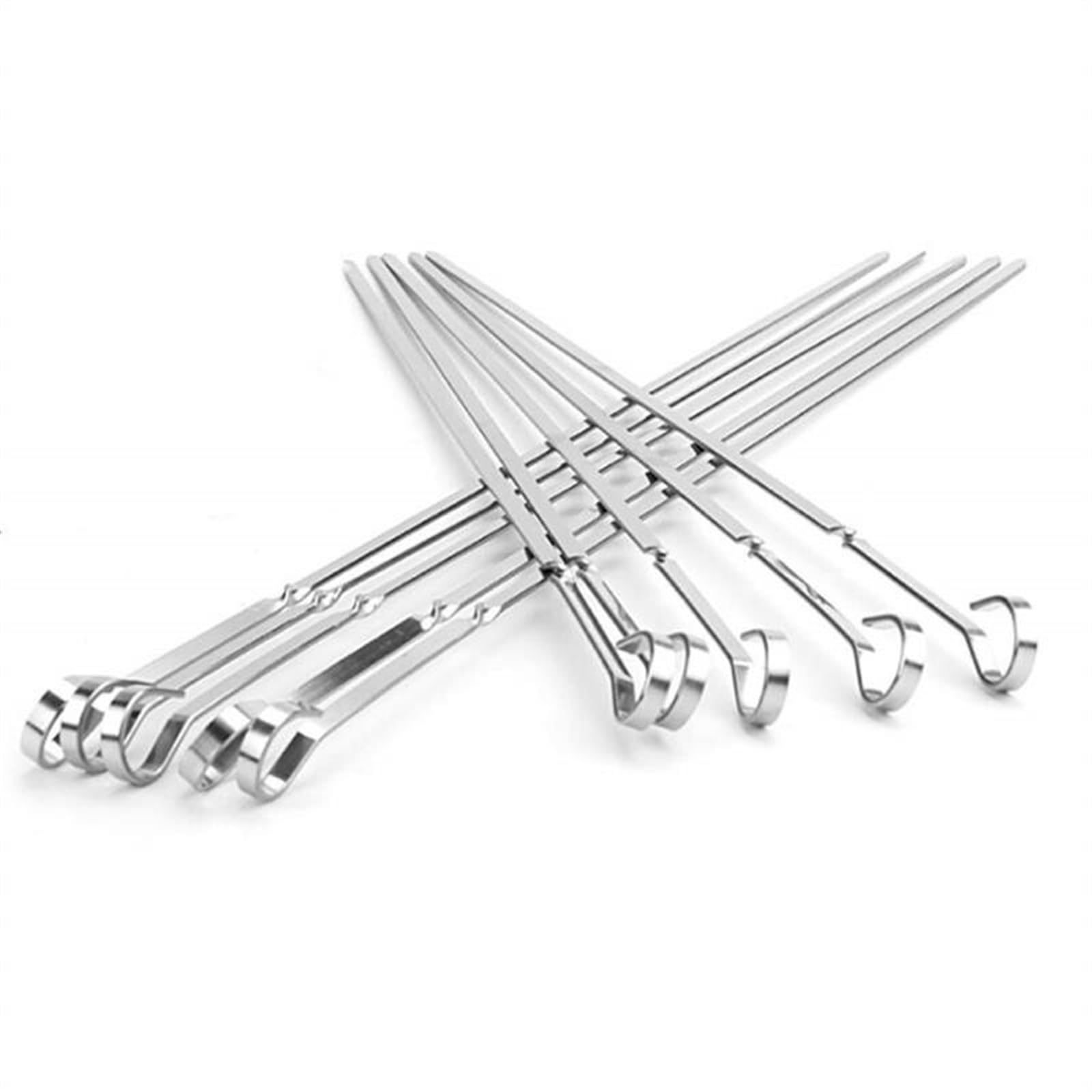 vfdaSWQQ BBQ stick, Kebab Skewers, 16.12in Stainless steel Flat BBQ Sticks Metal Kabob Reusable Stickers Grill