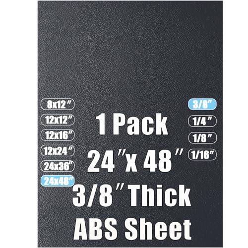 Image of ABS Plastic Sheet 3 /8 Inch Thick 24 inch x 48 inch (1-Pack),Two-Sided Heat Moldable Panel (Thermoplastic Textured Front & Smooth Back), Black Thermoform Board Great for DIY Projects, Decor, Handcrafts