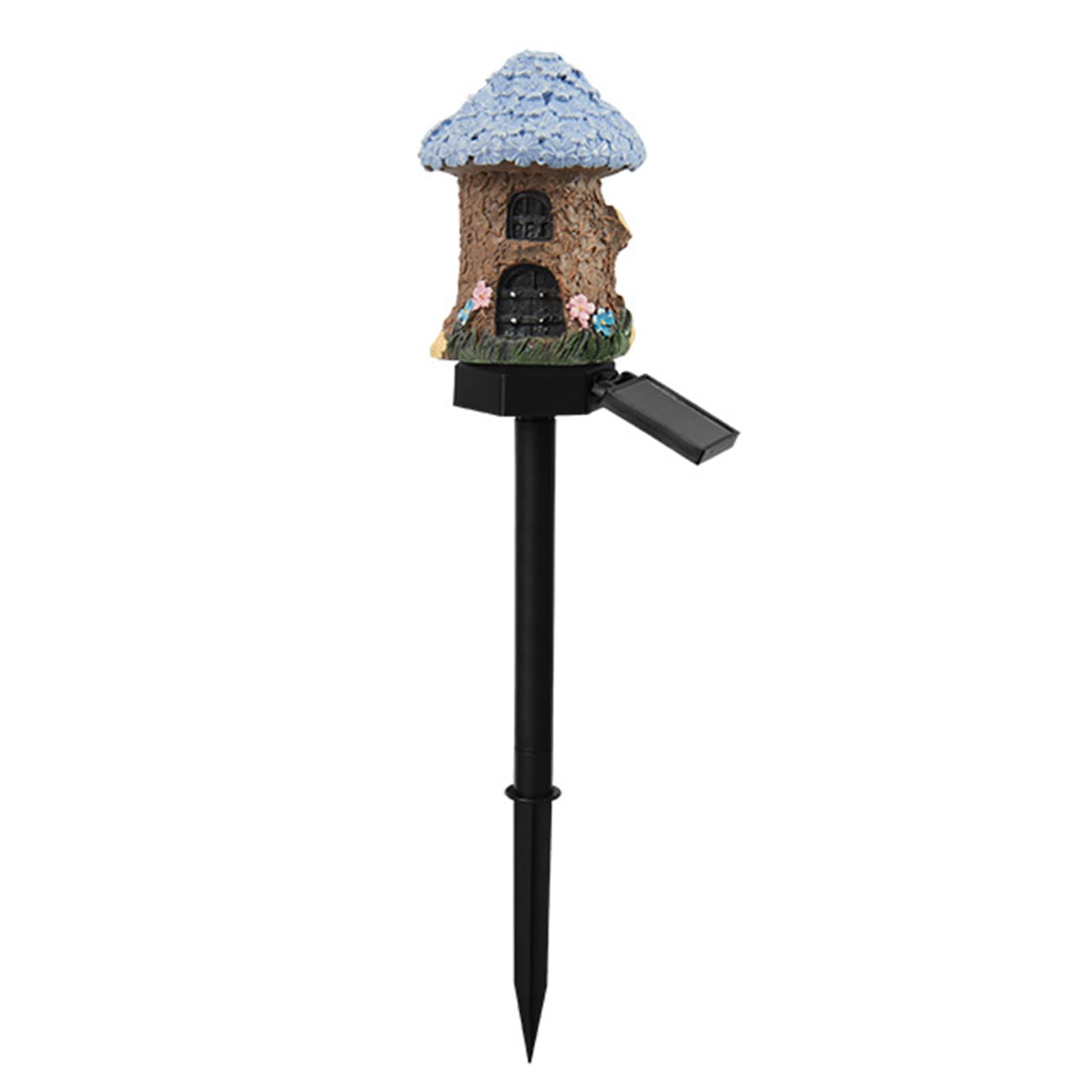 Solar Fairy-Tale Mushroom Cottage Garden Light Auto On/Off Mushroom House Statue Lawn Lights Weather-Proof Resin Mushrooms Ground Decor Lights for Outdoor Patios Courtyards