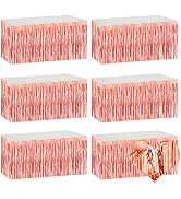 6 Pack 29x108 Inch Rose Gold Metallic Foil Fringe Table Skirts Banner for Tinsel Streamer Garland...