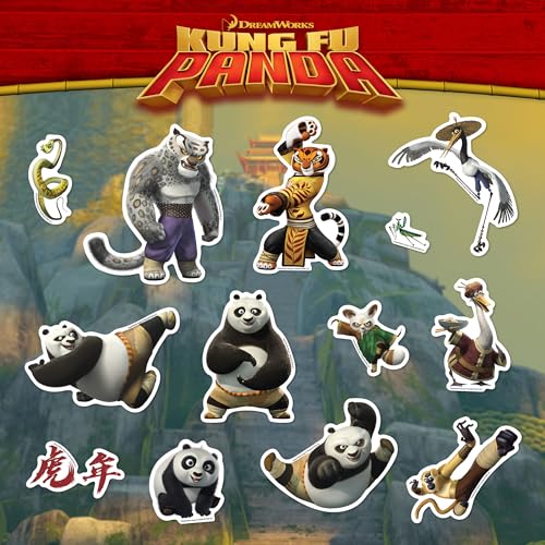 DreamWorks Kung Fu Panda Decals - Set of 13 Vinyl Stickers Po, Baby Po, Tigress, Master Shifu, Master Crane, Viper for Car Laptop Computer Kids Water Bottle Outdoor Waterproof