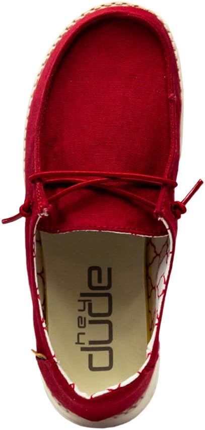 HEYDUDE Girl's Wendy Youth Red Rose Size 1 | Girl’s Shoes | Girl’s Lace Up Loafers | Comfortable & Light-Weight
