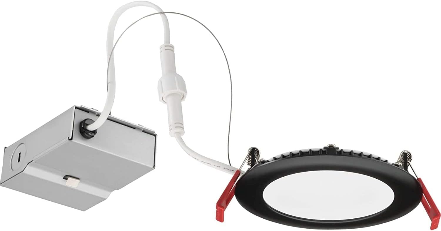 Lithonia Lighting WF4 27K30K35K 90CRI MB M6 LED color Temperature Selectable Ultra Thin Recessed Downlight, 2700K | 3000K | 3500K, Black