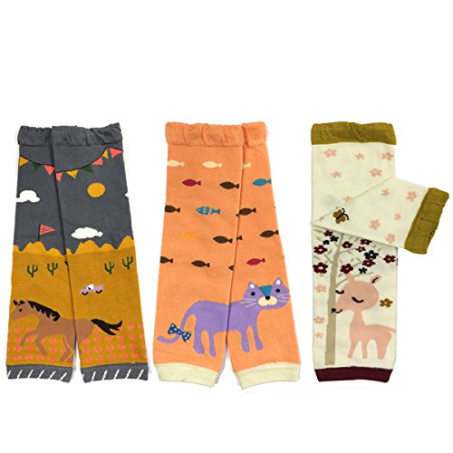 Bowbear Baby 3-Pair Leg Warmers, Horse, Cat, Deer