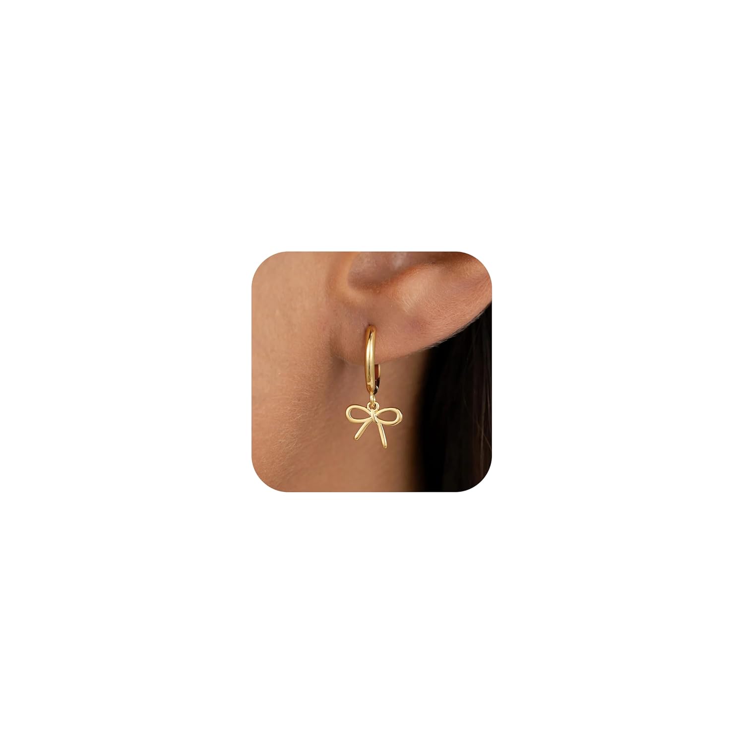 JIAOGE Valentines Day Gifts for Her Kids Teen Girls - Gold Bow Earrings for Women Jewelry Huggie Hoop