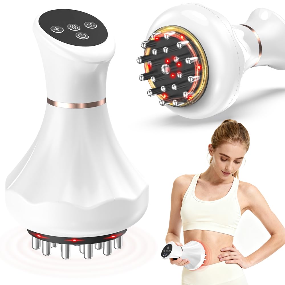 Glamesty Lymphatic Drainage Massager & Anti Cellulite Massage Tool, Body Sculpting Machine with Light, Soothing Pulse, Heat & Vibration, Heated Lymph