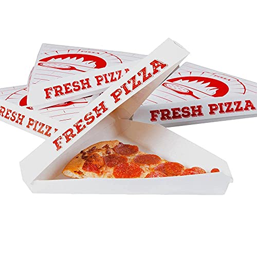 Single Slice Pizza Boxes - White Clay Coated Clamshell - Fresh Pizza Print - 20 Pack