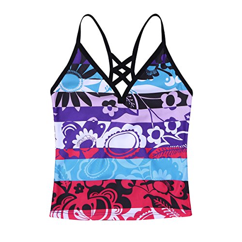 Image of ranrann Girls 3 PCS Floral Printed Tops with with Bottoms Shorts Set Swimwear Swimsuit Bathing Suit