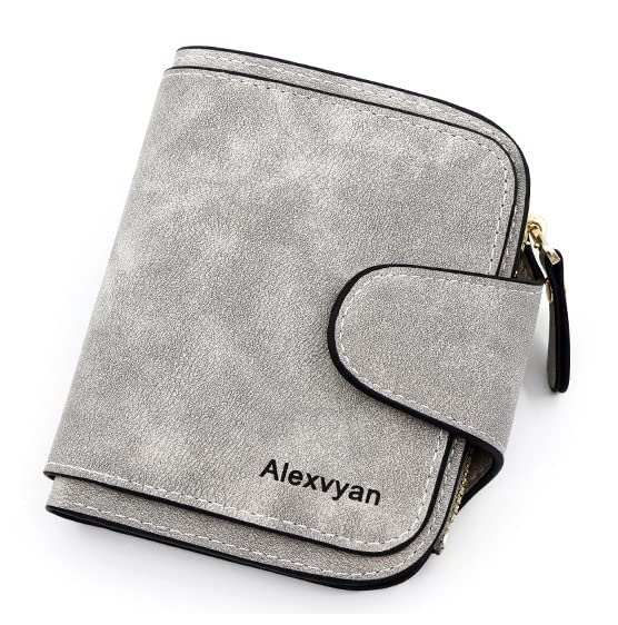 RFID Women's Small Purse Wallet Organizer Female Hand Clutch Lady/ Ladies/ Girls Wallets Credit Card Holder, Grey, 12.8*3*10.5 (cm), Wallet