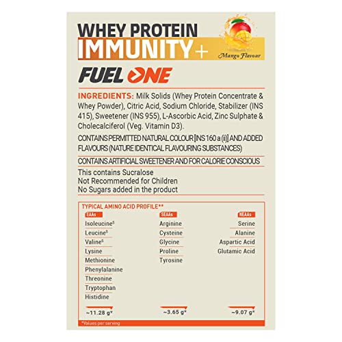 Image of MuscleBlaze Fuel One Whey Protein, 24 g Protein, 5.29 g BCAA & 4.2 g Glutamic Acid (Mango, 4 kg / 8.8 lb)