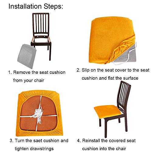 image for FWQ Soft Velvet Stretch Fitted Dining Chair Seat Covers, Removable Was